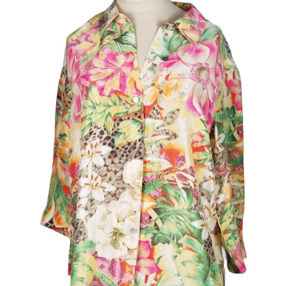 C.l.o.t.h.e.s Clothes Brand 100% Silk Floral Button down Medium - Picture 1 of 5